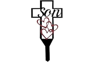 Oooct Cemetery Memorial Cross Stake for Son, Son Memorial Plaque Stake, Memorial Signs Marker for Son Grave, Metal Cross Garden Stake Graves Cemetery Decorations (12X6 Inch)