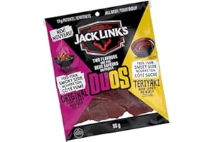 Jack Link's Dual Flavour Beef Jerky, Original and Teriyaki, 80g, 11g Protein Per Serving