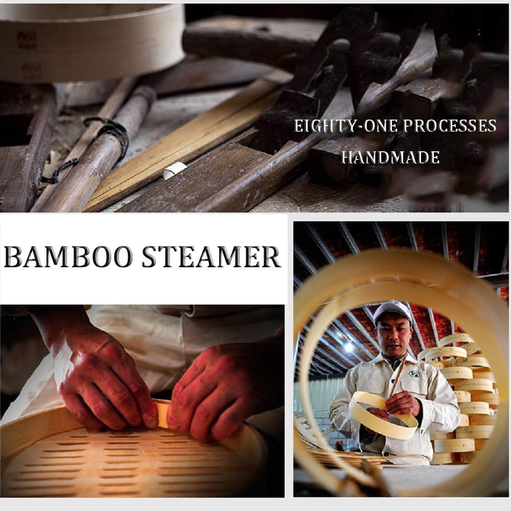 1500W Electric Food Steamer | 2-Tier Bamboo Design | 60-Min Timer with Auto Shut-Off & Boil Dry Protection for Vegetable Cooking