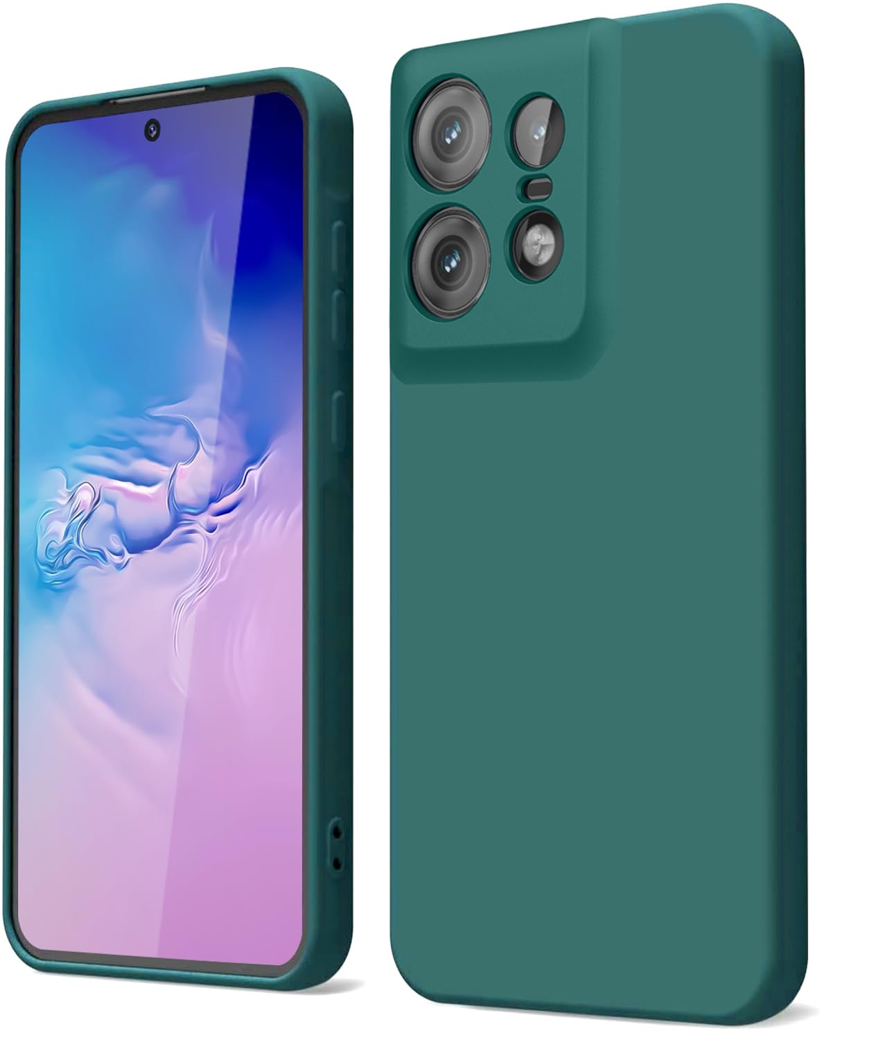 GOGME Phone Case for Motorola Edge 50 Pro 5G with Anti-Scratch Microfiber Lining Liquid Silicone Shockproof Protective Back Cover Slim Soft TPU Bumper Shell, Dark Green