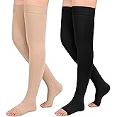 2Pairs Ktinnead 20-30mmHg Thigh High Compression Stockings for Women, Thigh High Compression Socks, Medical Compression Stockings for Pregnant, Teacher, Doctor, Varicose Veins, Swelling, lymphedema
