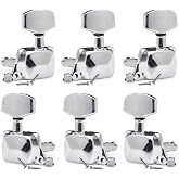 SAPHUE 3+3 Semi-closed Guitar Tuners String Tuning Pegs Keys Machine Heads Set for for Acoustic or Electric Guitar (Chrome)