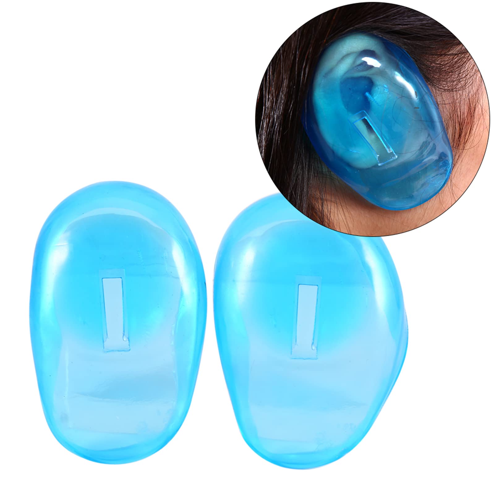 Sonew 2 Pcs Plastic Protector Ear Cover, Anti Staining Waterproof Hair Dye Ear Shield for Shower Hair Dyer Salon(Blue)