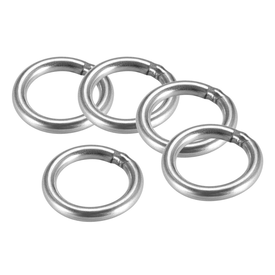 sourcing map 201 Stainless Steel O Ring 20mm(0.79") Outer Diameter 3mm Thickness Strapping Welded Round Rings 5pcs
