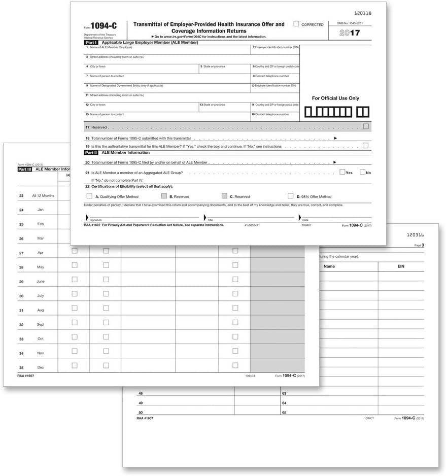 Forma 1095 C Salud Cobertura Y Sobres Incluye 3 1094 B Transmittal Formas Pack De 150 Formas Amazon Com Mx Oficina Y Papeleraa
