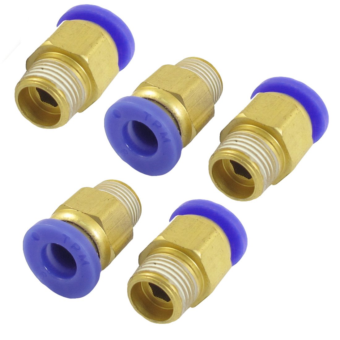 Sourcingmap 6mm Hole 1/8" PT Male Thread Straight Push in Tube Pneumatic Quick Fitting 5 Pcs