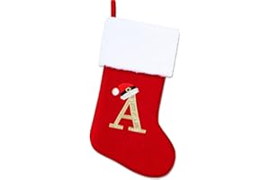 OLIKER 20 Inches Monogram Christmas Stockings Monogram with Letters, Personalized Christmas Stockings with Red Velvet ＆ White Super Soft Plush Cuffs for Family Holiday Decorations Xmas Tree Fireplace