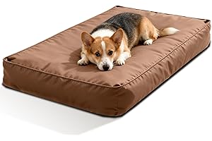 Dalema Dog Bed Cover,Waterproof Tough Plastic DIY Pet Bed Cover,Non Stick Hair Easy to Clean Rectangular Fillable Dog Bed Covers with Zipper(Brown,47" L x 29" W x 4" Th,Cover Only)