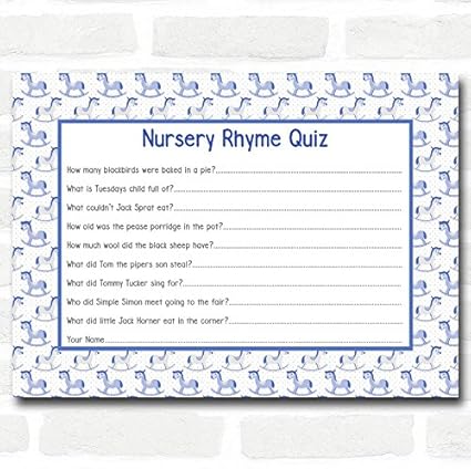 Amazon Com Boys Blue Rocking Horse Baby Shower Games Nursery Rhyme