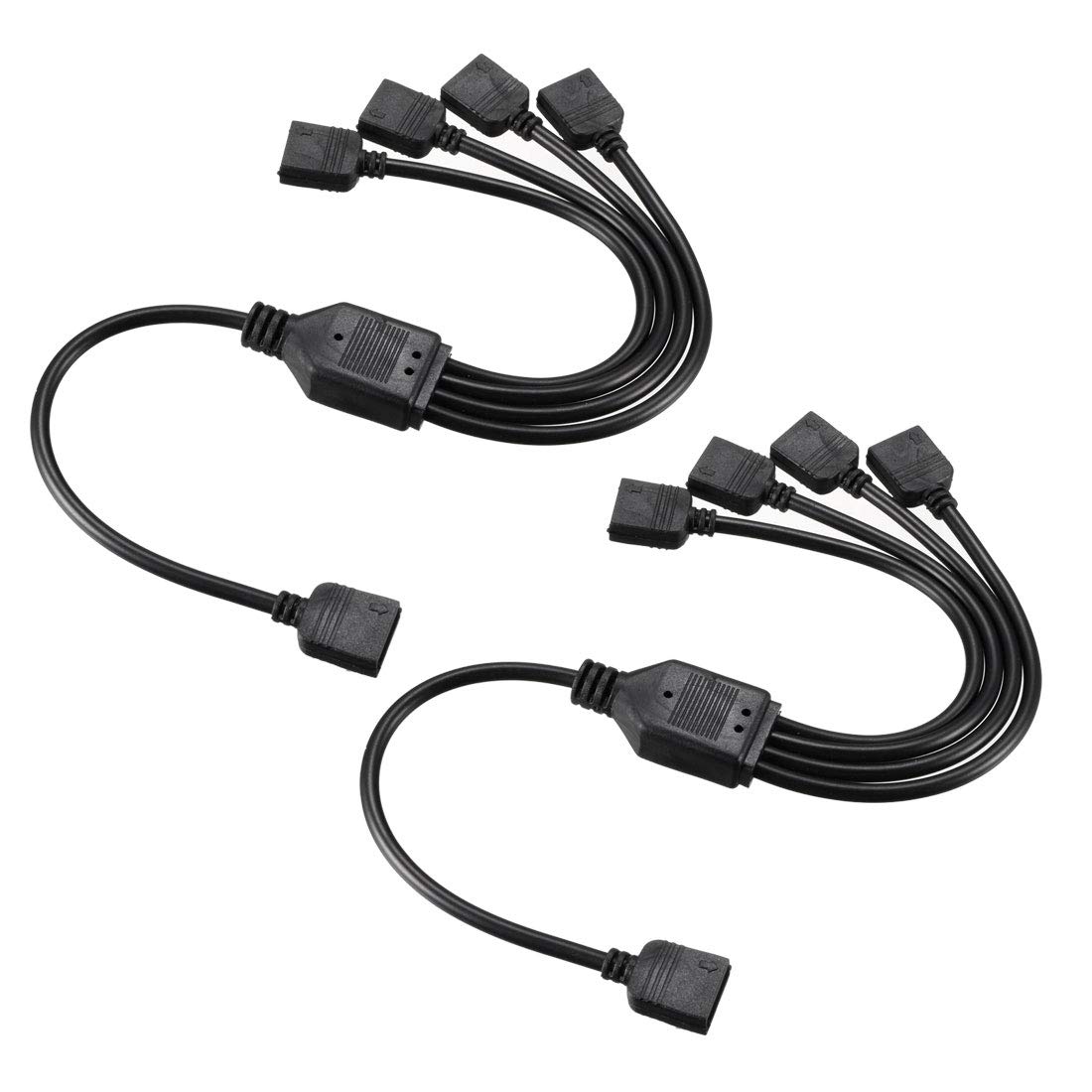 sourcing map ARGB Splitter Cable 1 Female to 4 Female 3 Pins Extension Connector Cord Wire for 5050 3528 LED Light Strips 30cm Length 2Pcs