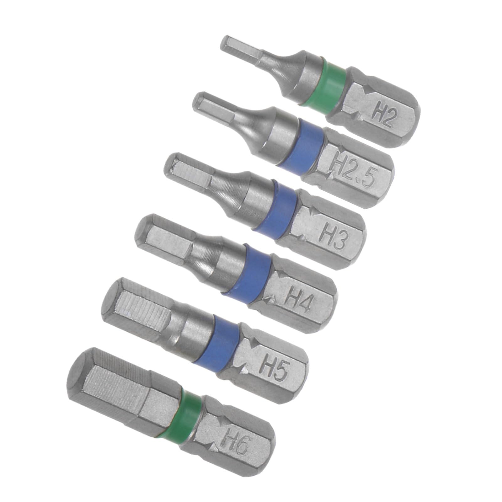 CoCud Hex Screwdriver Bits, 25mm Length 1/4" Hex Shank H2-H6, S2 Steel Hexagon Head Screwdriver Bit - (Applications: for Automobile Repair), 6-Pieces