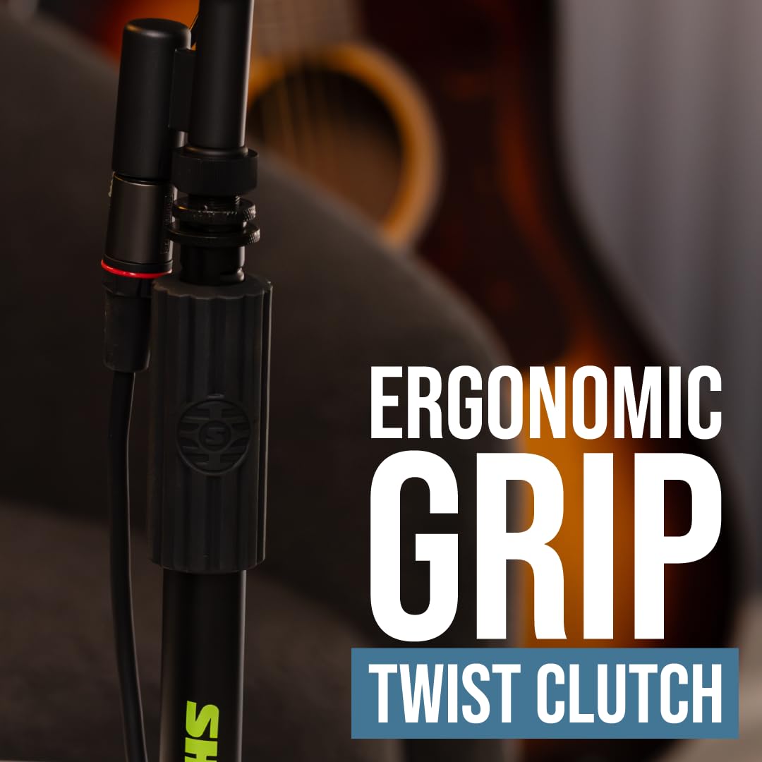 Shure by Gator Round Base Desktop Mic Stand with Standard Height-Adjustable Twist Clutch and 6