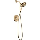 Delta Faucet Albion 14 Series Single-Handle Shower Faucet, Gold Shower Trim Kit with 4-Setting In2ition 2-in-1 Dual Hand Held Shower Head with Hose, Champagne Bronze T142855-CZ-I (Valve Not Included)