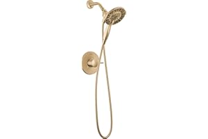 Delta Faucet Albion 14 Series Single-Handle Shower Faucet, Gold Shower Trim Kit with 4-Setting In2ition 2-in-1 Dual Hand Held Shower Head with Hose, Champagne Bronze T142855-CZ-I (Valve Not Included)
