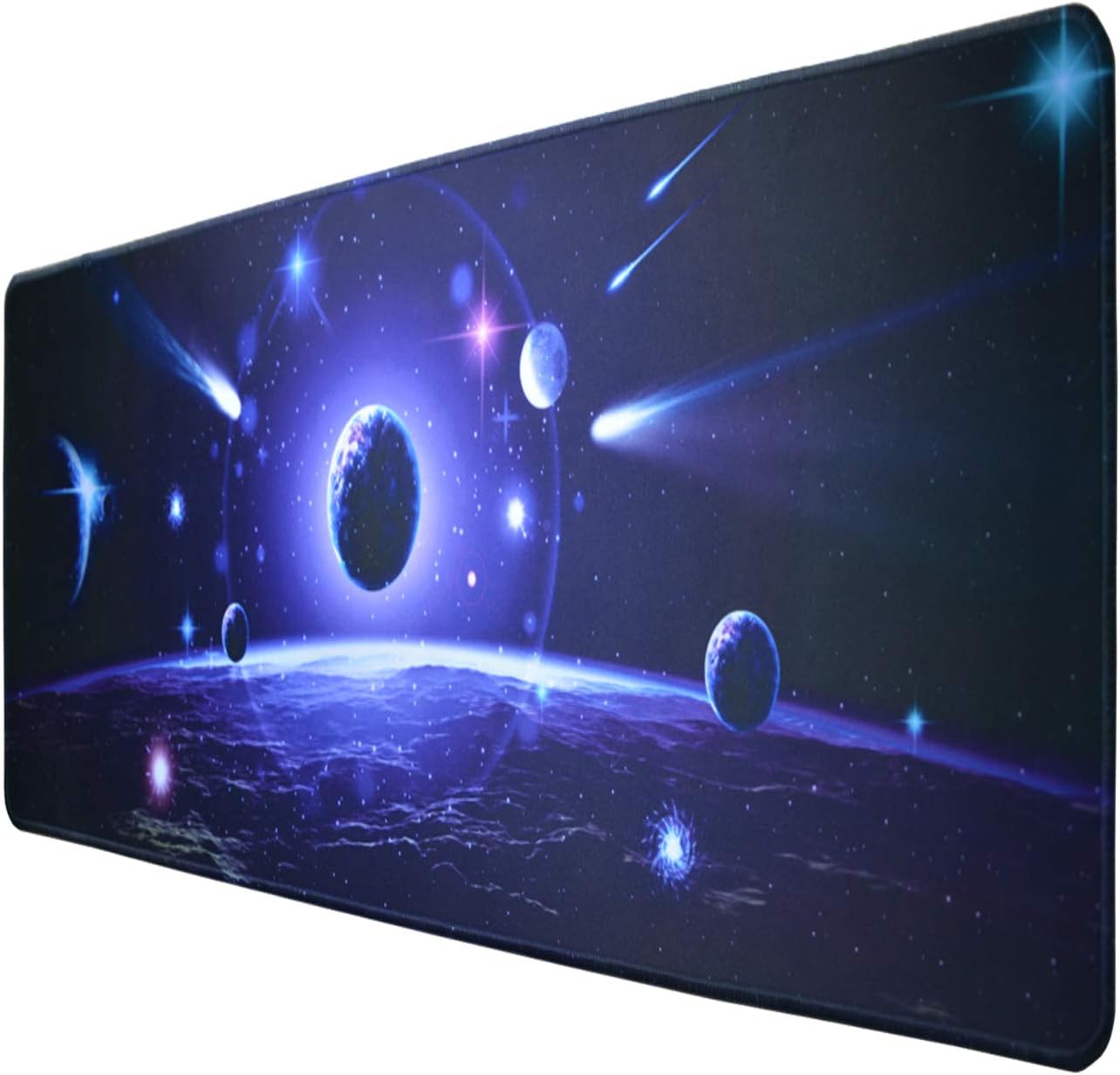 Extended Gaming Mouse Pad Portable Waterproof Professional Large Planet Mousepad Keyboard Pad Stitched Edges Non-Slip Rubber Base Desk Pad Mouse Mat for Keyboard and Mouse (11.8×31.5in)