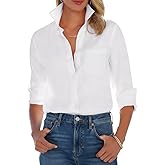Button Down Shirts for Women Long Sleeve Dress Shirt Wrinkle Free Collared Work Shirt Casual Office Blouse Top