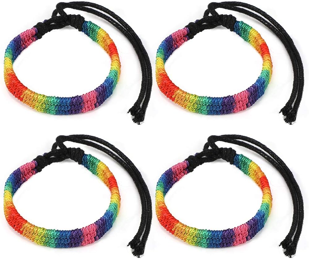 MWOOT 4 Unidades LGBT Pulsera, Gay Orgullo Desfile Accesorios Arco Iris