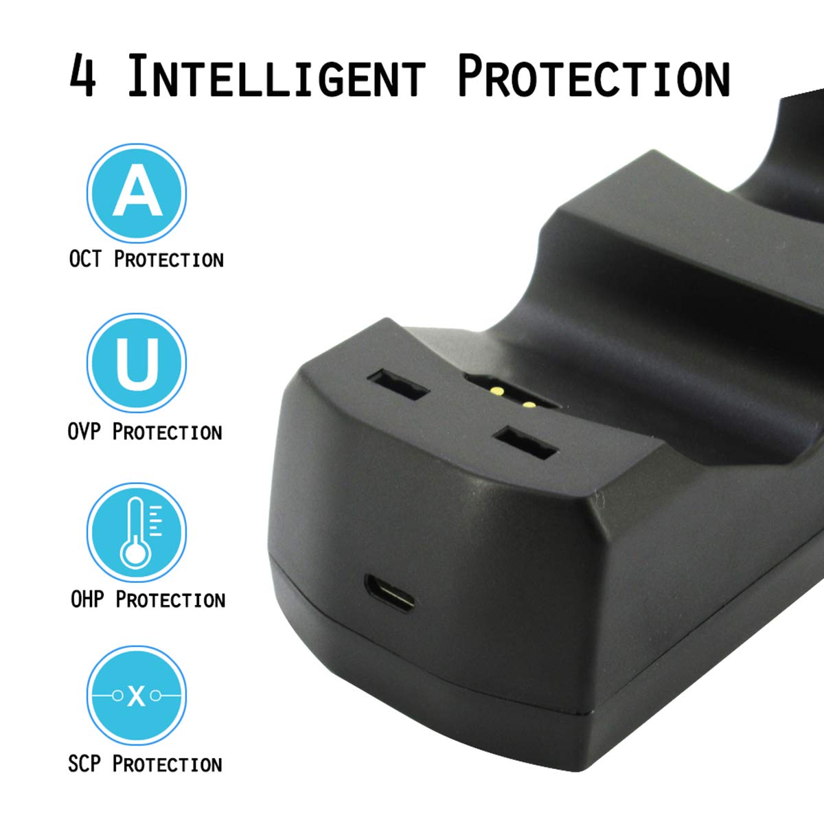 PS4 Controller Charger, Dual USB 1000mA Quick-Charging Station / 2 Charging Dock Stand Station with LED Indicator for Sony Playstation 4 / PS4 / PS4 Pro / PS4 Slim