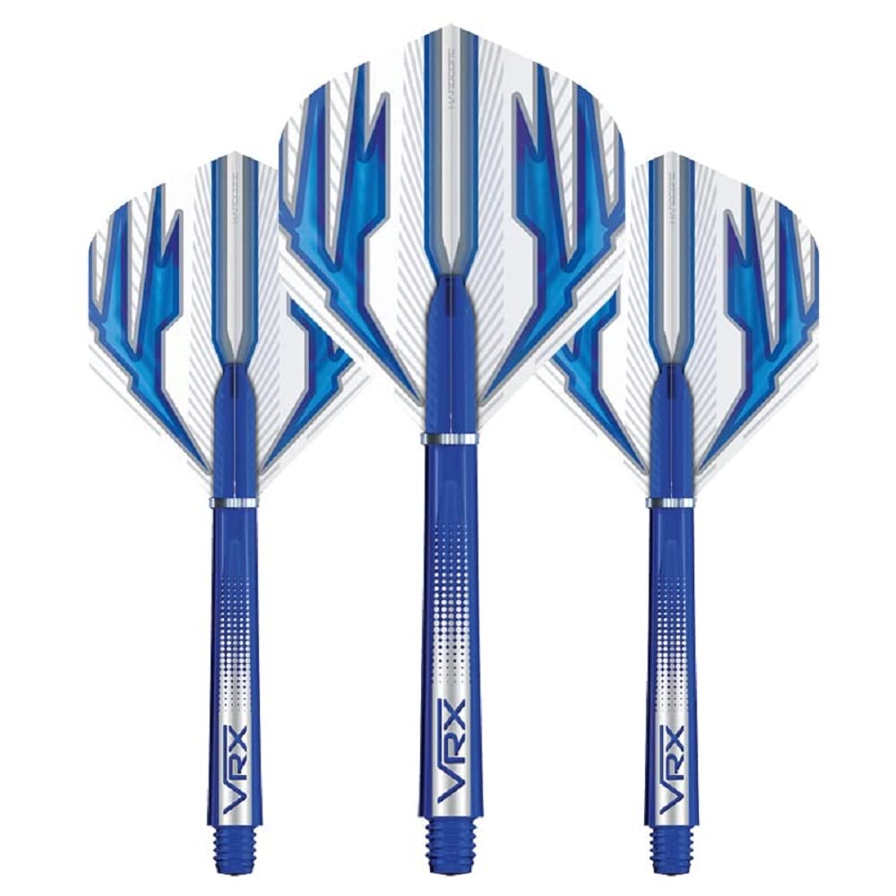 RED DRAGON Dart Flight & Stems Combo Blue - 4 sets of Standard Flights and 4 sets of Medium VRX Stems Per Pack