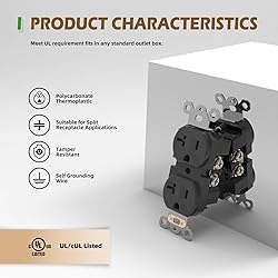 TOPELER Black Duplex Receptacle