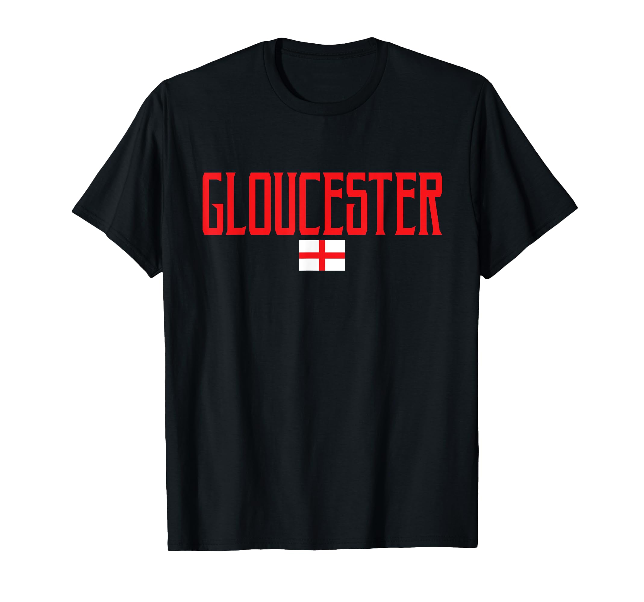 Gloucester England Flag Red Text T-Shirt