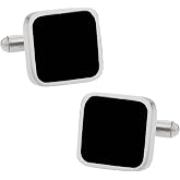 Cuff-Daddy Hip Black Enamel Square Stainless Steel Cufflinks with Presentation Box