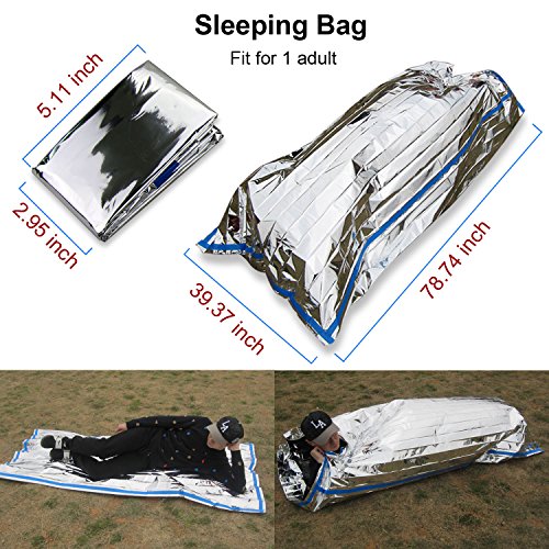 EMDMAK Emergency Mylar Thermal Survival Tent and Sleeping bag Survival Shelter for Camping Hiking Travelling or Adventures (Pack of 2) - Thumbnail 2