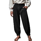 Runcati Mens Medieval Pirate Pants Renaissance Viking Knicker Colonial Halloween Cotton Gothic Costume Trousers
