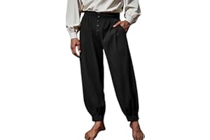 Runcati Mens Medieval Pirate Pants Renaissance Viking Knicker Colonial Halloween Cotton Gothic Costume Trousers