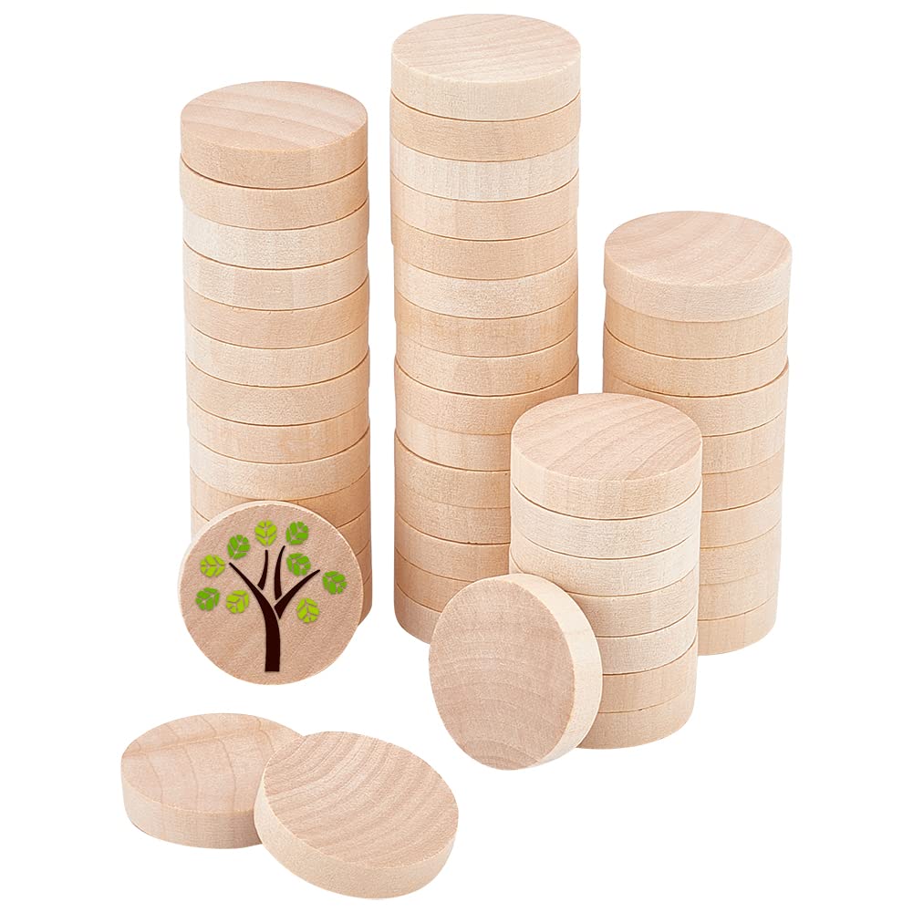 OLYCRAFT 50Pcs Unfinished Natural Wood Slices Burlywood Wooden Round Pieces 39mm Blank Natural Wood Circle Cutouts Wood Blank Circles for DIY Crafts Drawing Painting Wood Engraving -9mm Thick