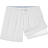 BRISIRA Mens Swim Trunks 5" Textured Ribbed & Leopard Bathing Suit Compression Liner Board Shorts Beach Swimsuit Quick Dry