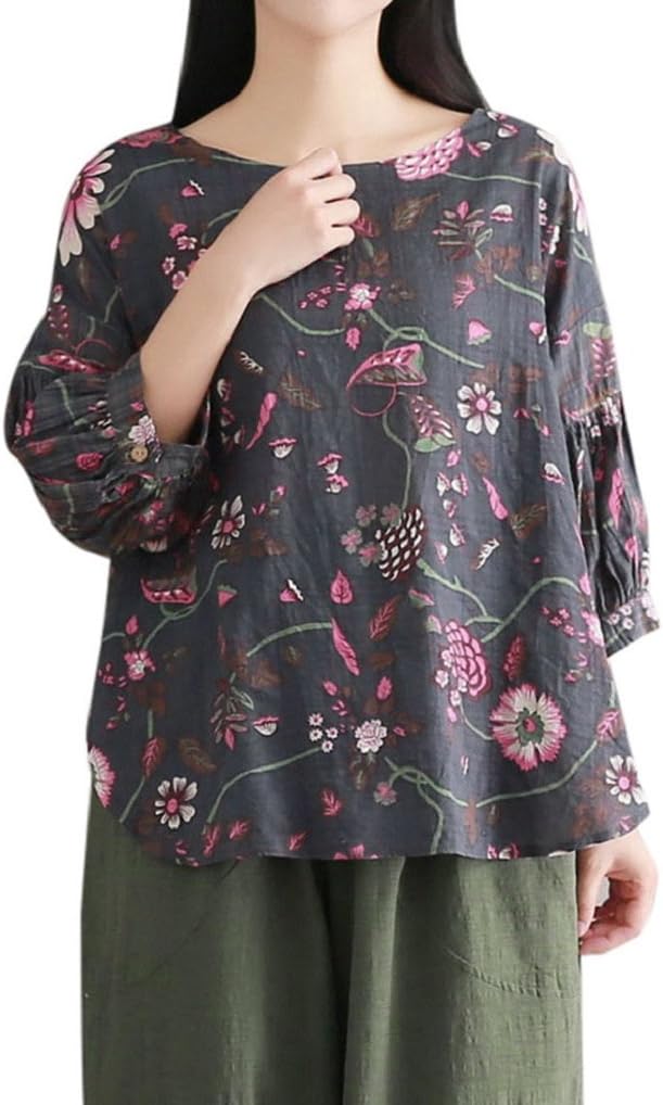 TUDUZ Women T-Shirt Newest Creative Design Ladies Summer Loose Floral Print Blouse Vintage Party Short Sleeve T-Shirt Tops Plus Size