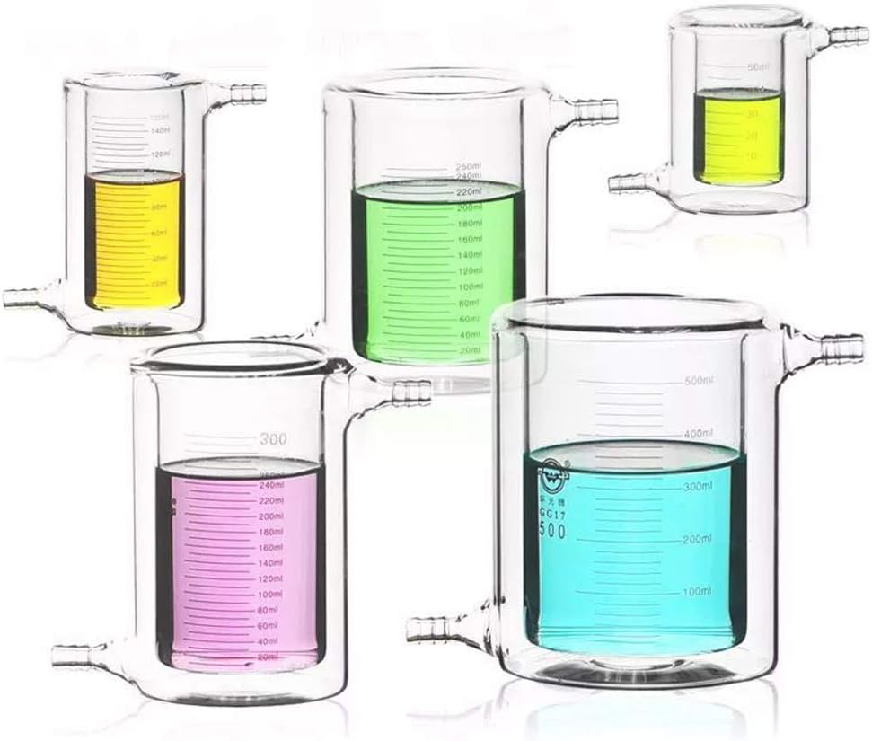 Lab Jacketed Cold Trap Light Catalytic Reactor Bottle Double Laye Jacketed beaker double-layer beaker sandwich glass beaker photocatalytic reactor (50ml)