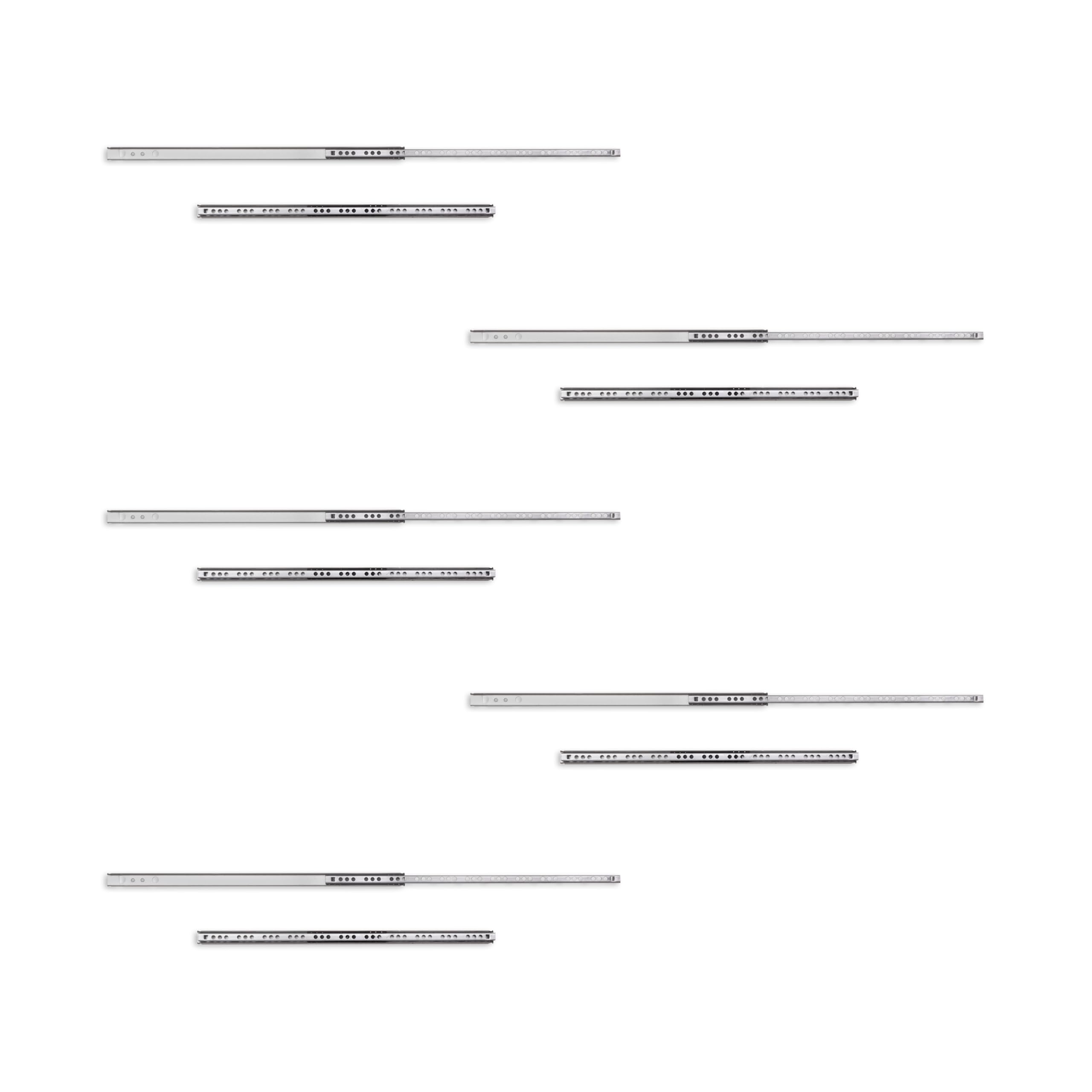 Emuca - Ball bearing drawer slides, partial extension drawer runners for furniture, 17 x 374mm (0,66 x 14,7 inch), Set of 5 pairs