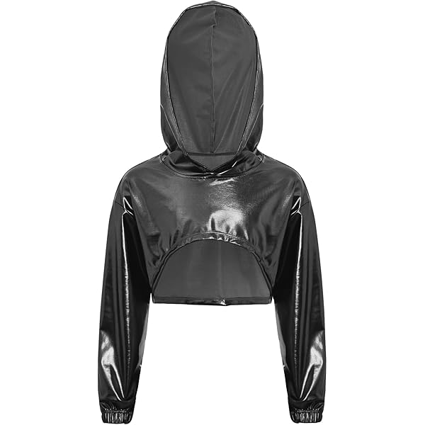 Amazon.com: Women Black Metallic Top Rave Reflective Crop