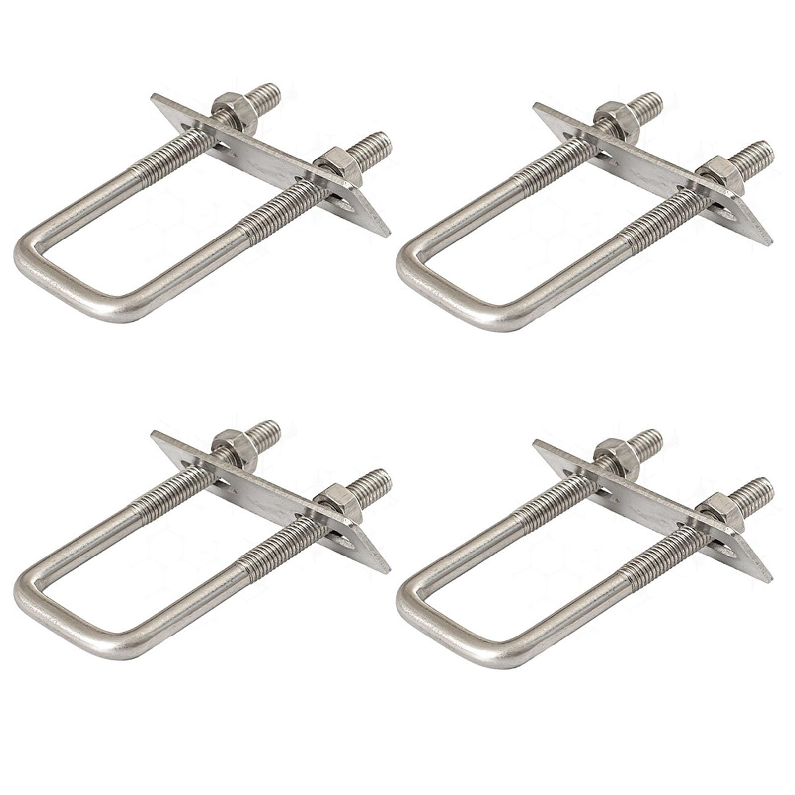 HAPPOW Pack of 4 U Shackle with Thread, U Bolt M8, U Shackle Set with Nuts and Frame Plate, U Bolt Closure, Robust Stainless Steel Bolt Set for Towing, Cars and Ships