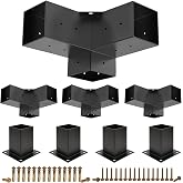 Kinchoix Pergola Brackets, 4 Pack Woodworks Pergola Kit 3-Way Right Angle Corner Bracket with Pergola Post Base for 4x4'' (Actual: 3.5x3.5'') Wood Beams Elevated Wood Stand Kit Pergola/Gazebo Kit