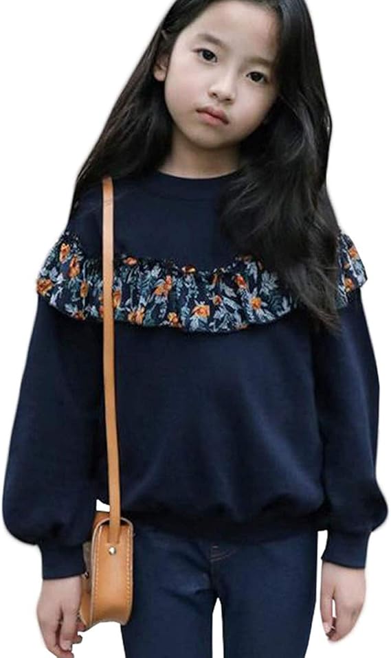 Amazon Jinpin パーカー ガールズ プルオーバー トレーナー 女の子 トップス スウェットシャツ Tシャツ シャツ 子供服 子供 スウェット キッズ カットソー 長袖 カジュアル 通学 通園 おしゃれ 裏起毛 花柄 春秋冬 ゆったり スポーツ トレーナー パーカー 通販