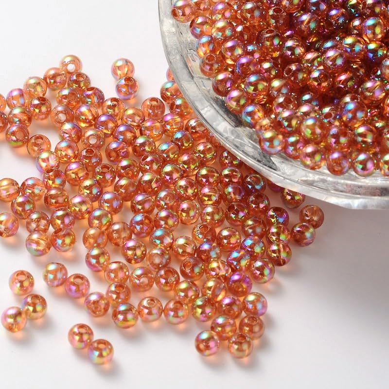 Handicraft Emporium | Transparent Acrylic Beads | Round | Approx 50g | Fire Brick | 8mm