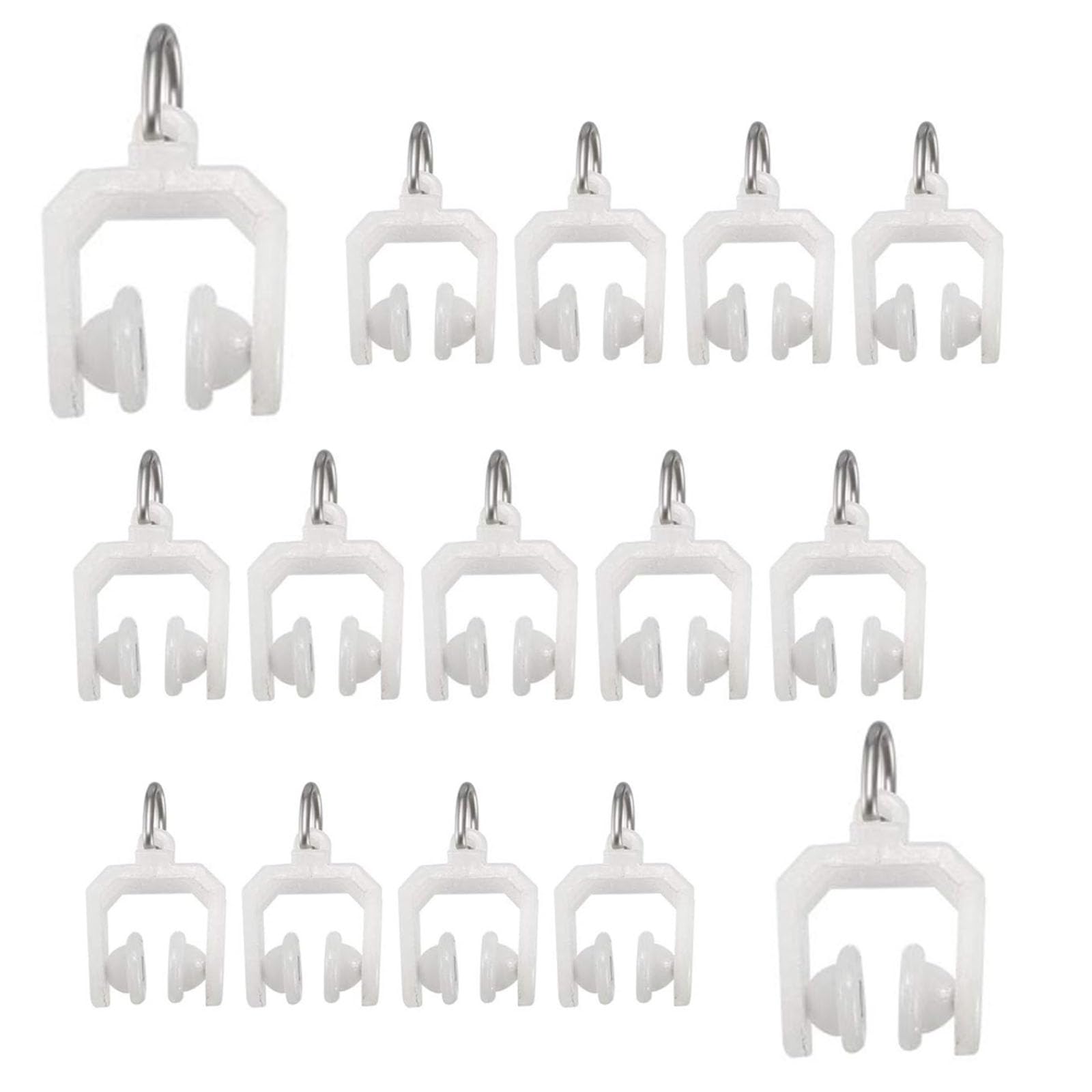 TOP-VIGOR 50Pcs Curtain Track Rollers, Plastic Curtain Rail Track Pulley, Twin Wheeled Curtain Track, Curtain Rail Gliders for Windows Shower Curtain Tracks