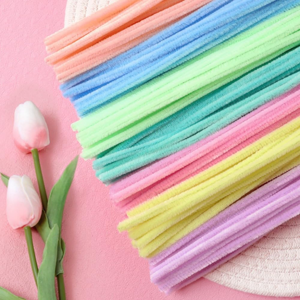 Photo 1 of 300 Pcs Thick Pipe Cleaners Crafts Supplies 7 Assortment Pastel Macaron Color Chenille Stems for Arts and Craft Projects Creative DIY Decorations,Christmas Decorations (Candy color-300pcs)