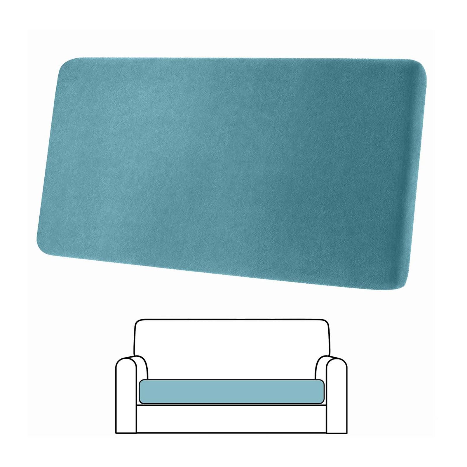 Photo 1 of SIELUNO Velvet Stretch Couch Cushion Covers L Shape Separate Chaise Cover Elastic Furniture Protector for Single Double Seat Both Left/Right Sectional Couch-Peacock Blue-2-Seat