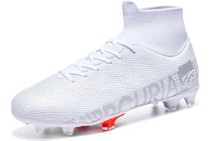 FAHOT Football Cleats Men Women, Non-Slip High Top Soccer Shoes Lightweight Shock Resistant Training Boots Sneaker Breathable Professional Turf Shoes Sport Athletic Ground Football Boots Soccer Cleats