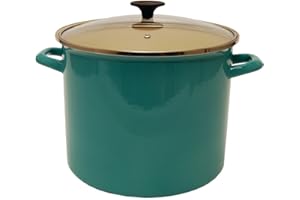 Starfrit 11L (11.6QT) Carbon Steel Stockpot with Glass Lid - Enameled Exterior - Oven Safe - PFOA Free - Easy to Clean - Blue
