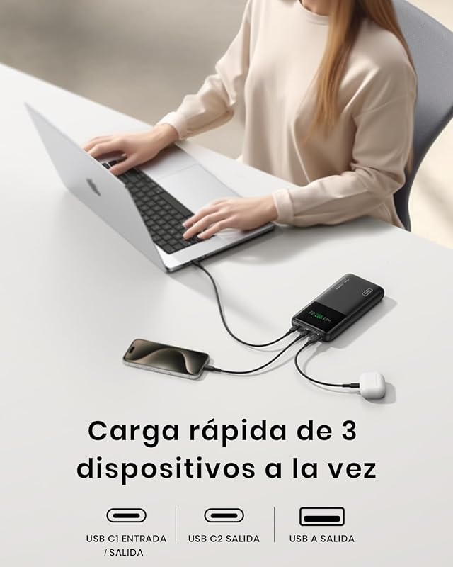 Iniu power bank, bateria externa de carregamento rápido de 27000mah 140w, entrada e saída pd3.1 powerbank usb c compatível com macbook pro steam deck iphone 15 14 13 12 pro max mini plus ipad etc.