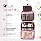 Maliton Hanging Toiletry Bag Pink 4 Layers Foldable Large Capacity 25x18x10cm view 2