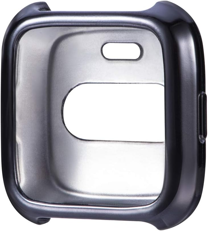 XIHAMA Case for Fitbit Versa Smart Watch,Slim Plated TPU Protective Bumper Cover Shell Protection from Scrach (black)