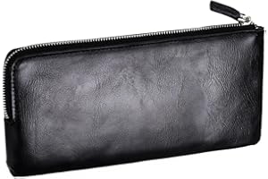 NOLITOY Long Men Wallet Soft Leather Zipper Cash Cards Pouch Large Capacity Casual Travel Handbag