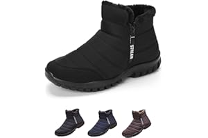 Snow Boots Mens Winter Boots Waterproof Insulated Fur Lined Warm Ankle Boots With Zipper Slip On Winter Shoes