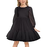 Kids Girls Birthday Party Dress Mesh Long Sleeve Polka Dot Tulle Tutu Ruffle Princess Dress Wedding Flower Girl Outfits